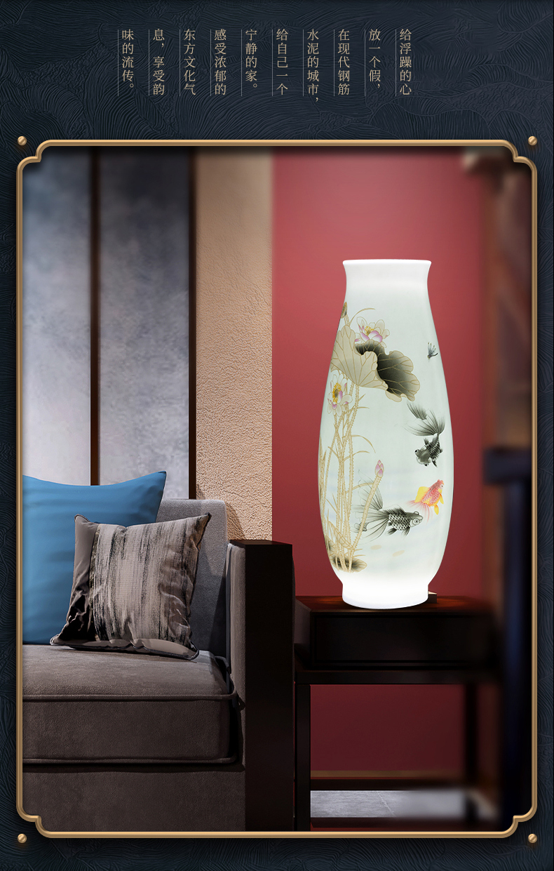 Jingdezhen ceramics lucky bamboo vase furnishing articles living room flower arranging new Chinese style household adornment TV ark