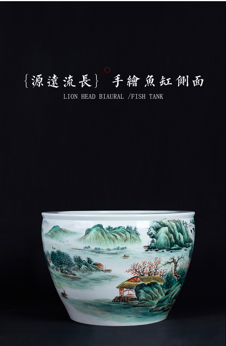 Jingdezhen hand - made ceramic big aquarium landscape furnishing articles of Chinese style living room extra large courtyard floor decoration arts and crafts