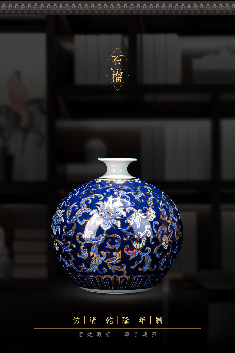 Jingdezhen ceramics master see colour light blue and white porcelain vase large antique Chinese style living room office furnishing articles of key-2 luxury