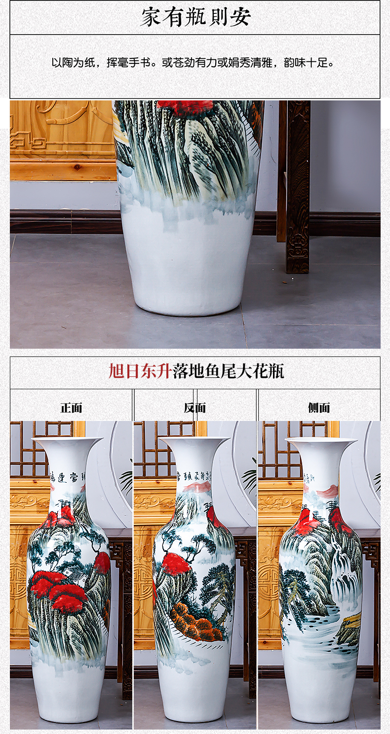 Jingdezhen ceramic hand - made luck of large vases, new Chinese style hotel adornment to heavy large living room