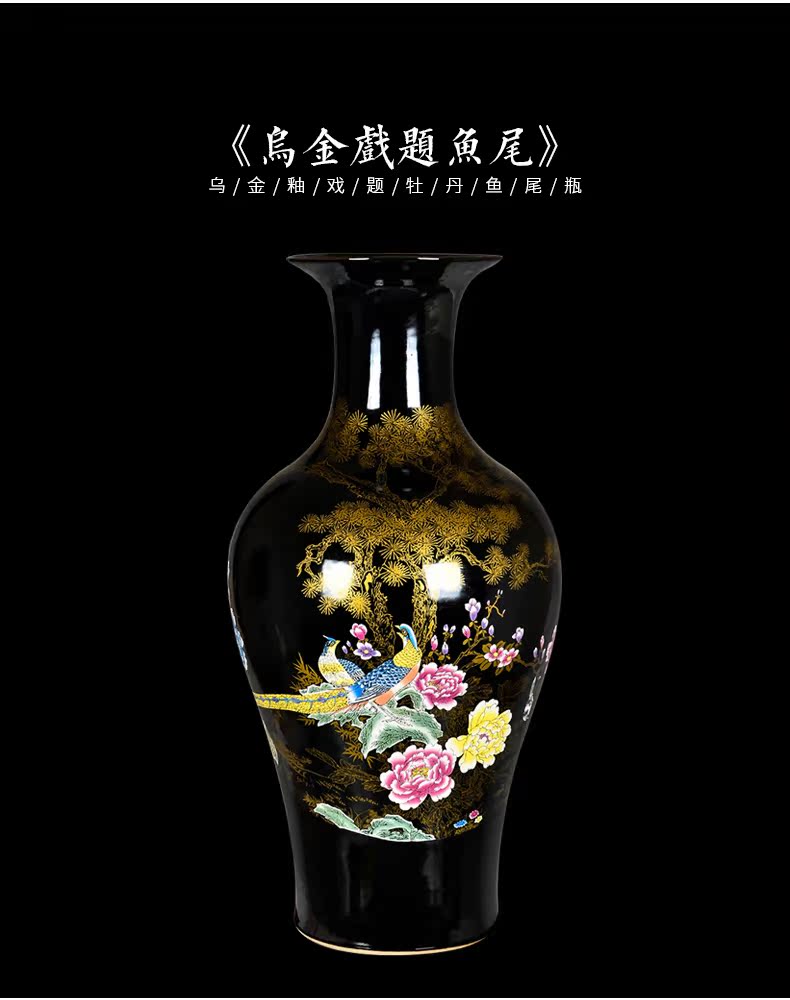 Jingdezhen chinaware big blue vase furnishing articles of Chinese style living room TV ark landed a large decorative arts and crafts