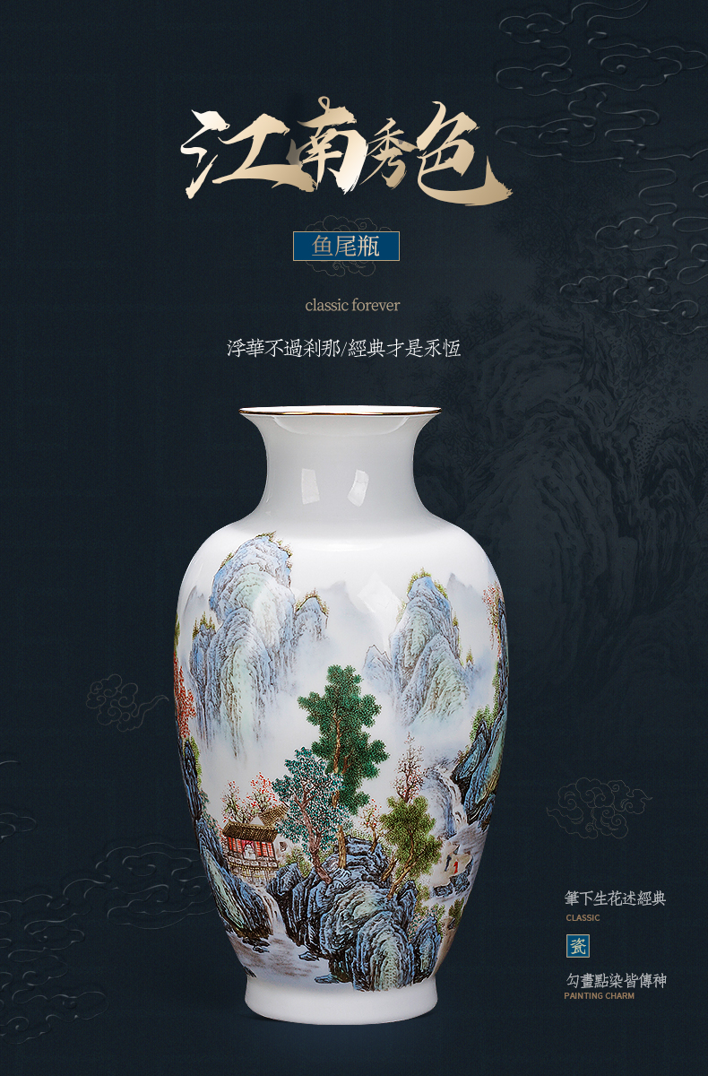 Jingdezhen ceramics hand - made the master of landscape painting thin body porcelain vase furnishing articles Chinese flower arranging sitting room household act the role ofing is tasted