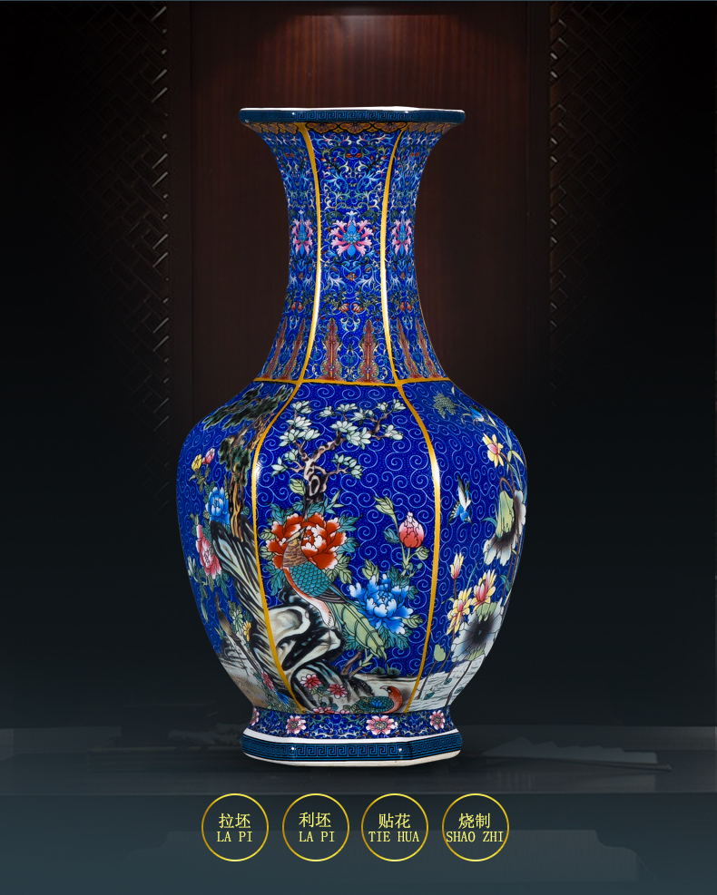 Archaize qianlong jingdezhen ceramics powder enamel vase Chinese style classical sitting room adornment rich ancient frame furnishing articles