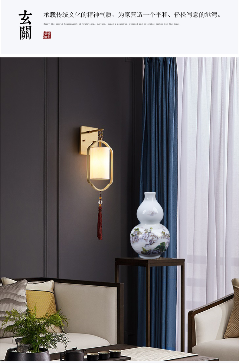 Jingdezhen chinaware bottle gourd floret bottle furnishing articles sitting room of Chinese style household flower arranging rich ancient frame decorative arts and crafts