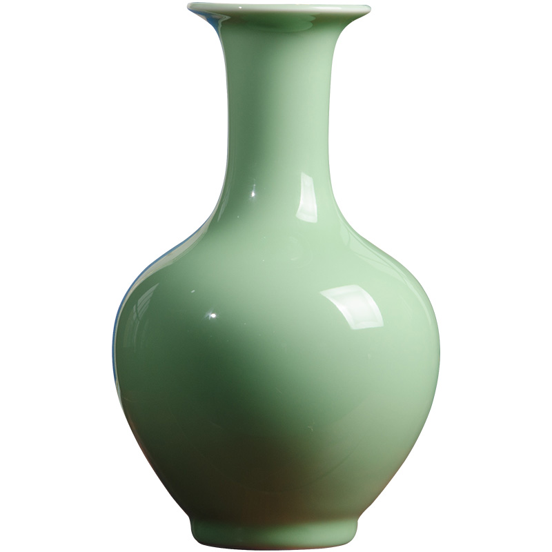 Jingdezhen ceramics antique vase pea green glaze furnishing articles flower arrangement sitting room of Chinese style household decoration decoration process