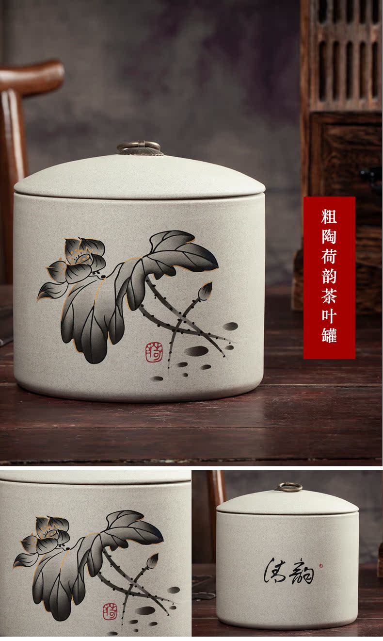 Chinese jingdezhen ceramics caddy fixings large inferior seal pot moistureproof household puer tea storage tanks on figure