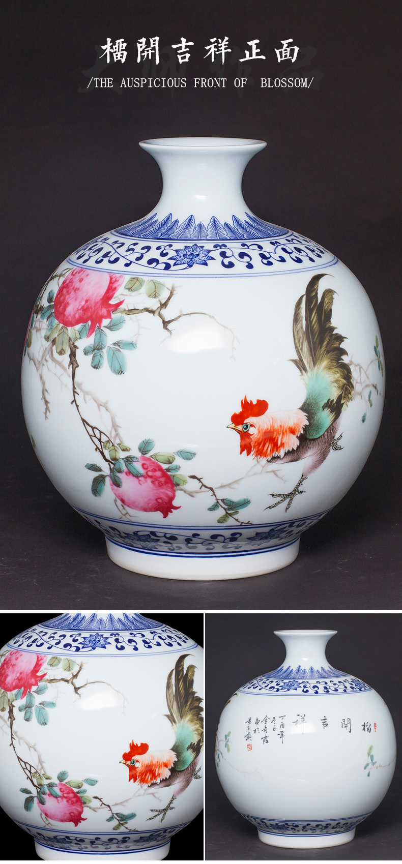 Jingdezhen ceramics bucket color of blue and white porcelain vase flower arranging the new Chinese rich ancient frame sitting room adornment is placed