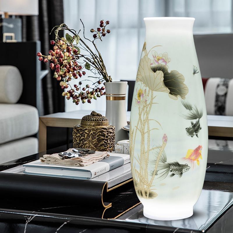 Jingdezhen ceramics lucky bamboo vase furnishing articles living room flower arranging new Chinese style household adornment TV ark