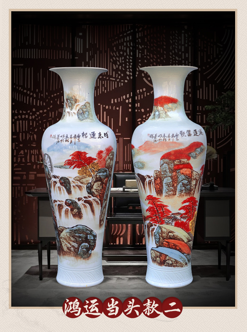 Jingdezhen ceramic hand - made much luck landing a big vase Chinese sitting room adornment is placed large opening gifts