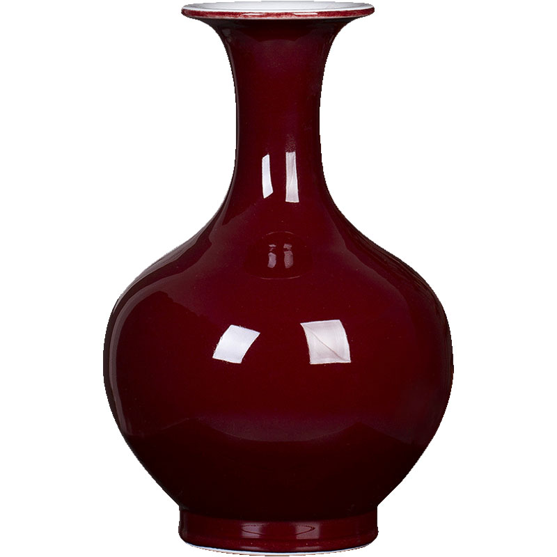 Jingdezhen ceramics ji red vase furnishing articles sitting room flower arranging Chinese style classical ancient frame decorative arts and crafts