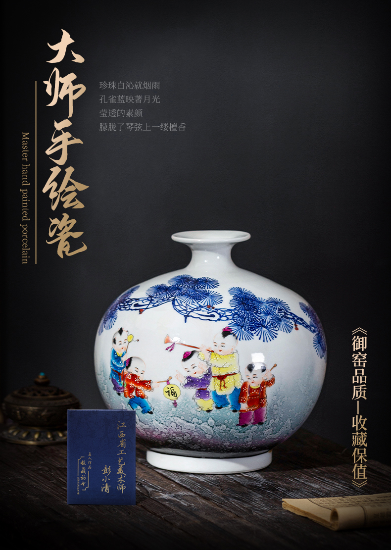 Master hand - made vases Chinese jingdezhen ceramics up with porcelain of pomegranate bottles of study of the sitting room TV ark, furnishing articles