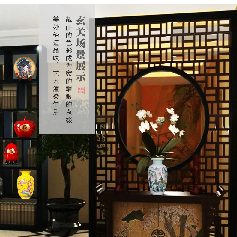 Jingdezhen ceramics furnishing articles Chinese blue and white porcelain vases, flower arrangement household decorates sitting room rich ancient frame handicraft