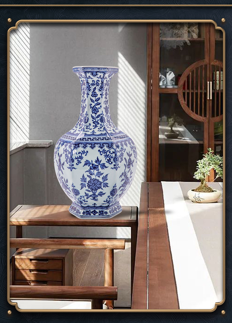 Jingdezhen ceramics powder enamel vase of blue and white porcelain imitation study furnishing articles the qing qianlong, the sitting room porch decoration