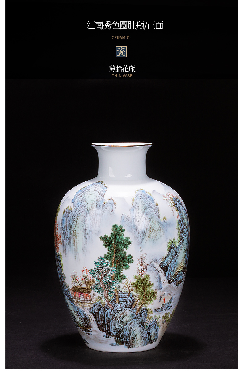 Jingdezhen ceramics hand - made the master of landscape painting thin body porcelain vase furnishing articles Chinese flower arranging sitting room household act the role ofing is tasted