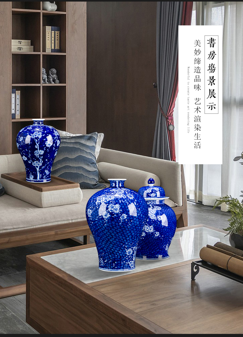 Jingdezhen ceramics archaize Kang Xiqing ice MeiWen hand - made vases furnishing articles Chinese flower arranging porch is decorated living room