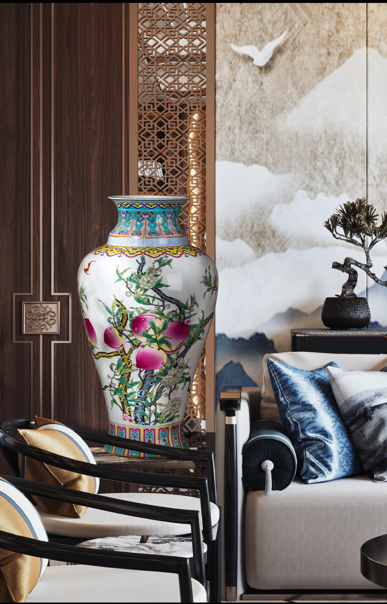 Jingdezhen ceramics powder enamel of large vases, antique Chinese style living room stores the opened ornaments furnishing articles