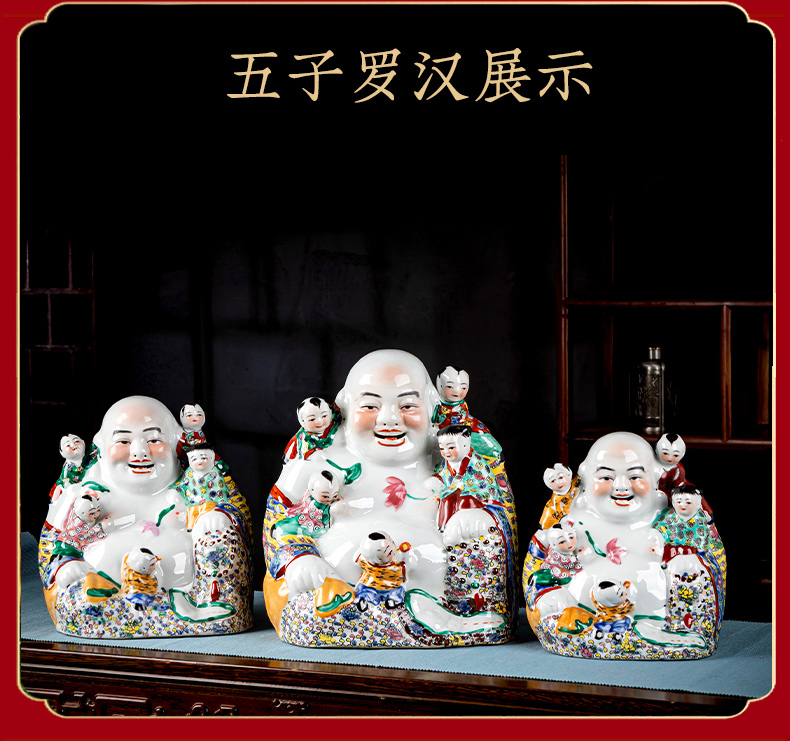 Jingdezhen ceramics characters furnishing articles of Chinese style pastel hand - made abital lohan rich ancient frame creative sitting room adornment