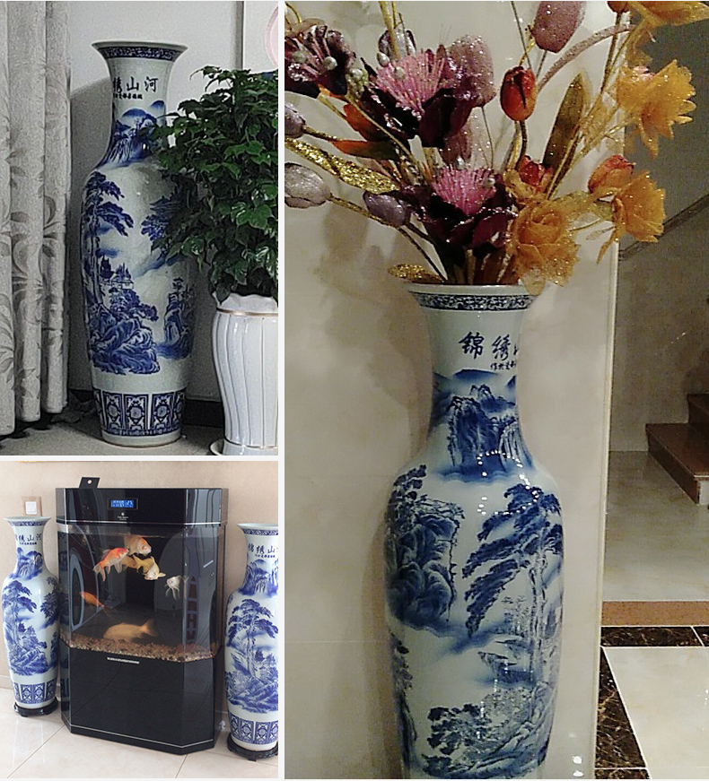 Jingdezhen ceramics big blue and white porcelain vase splendid sunvo hotel decoration furnishing articles be born a large living room