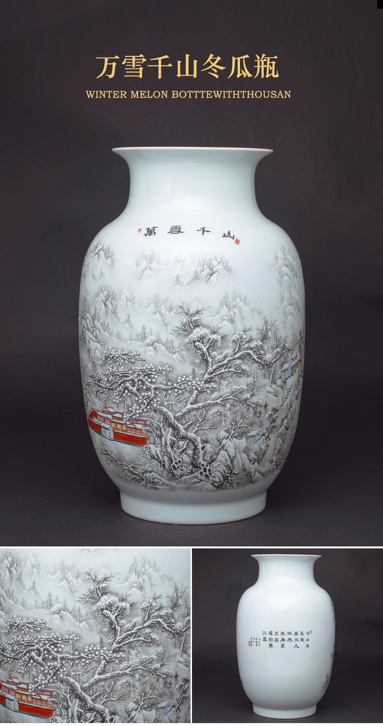 Jingdezhen ceramics snow vase furnishing articles flower arranging home decoration of Chinese style living room TV ark, handicraft decoration