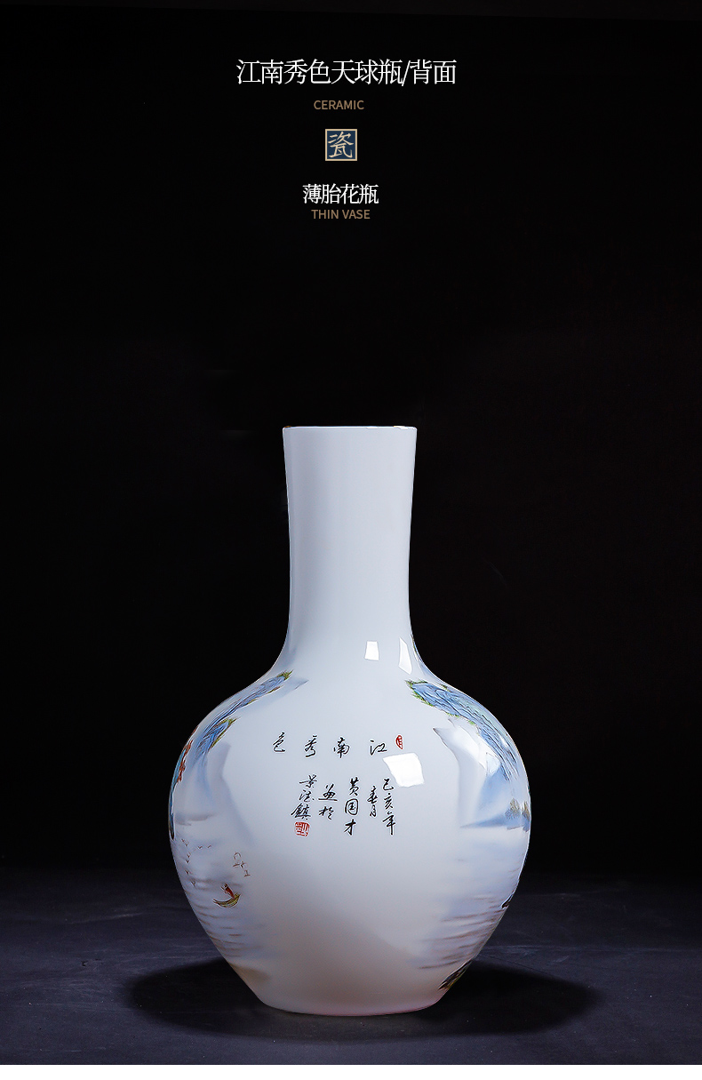 Jingdezhen ceramics hand - made the master of landscape painting thin body porcelain vase furnishing articles Chinese flower arranging sitting room household act the role ofing is tasted