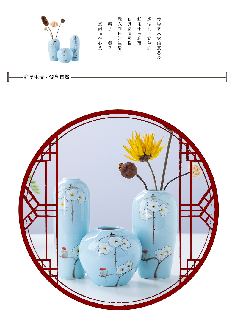 Jingdezhen ceramics new Chinese flower arranging floret bottle three - piece living room TV ark, home furnishing articles