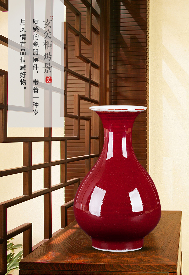 Jingdezhen ceramics ruby red bottle gourd floret bottle furnishing articles Chinese flower arrangement sitting room adornment rich ancient frame furnishing articles