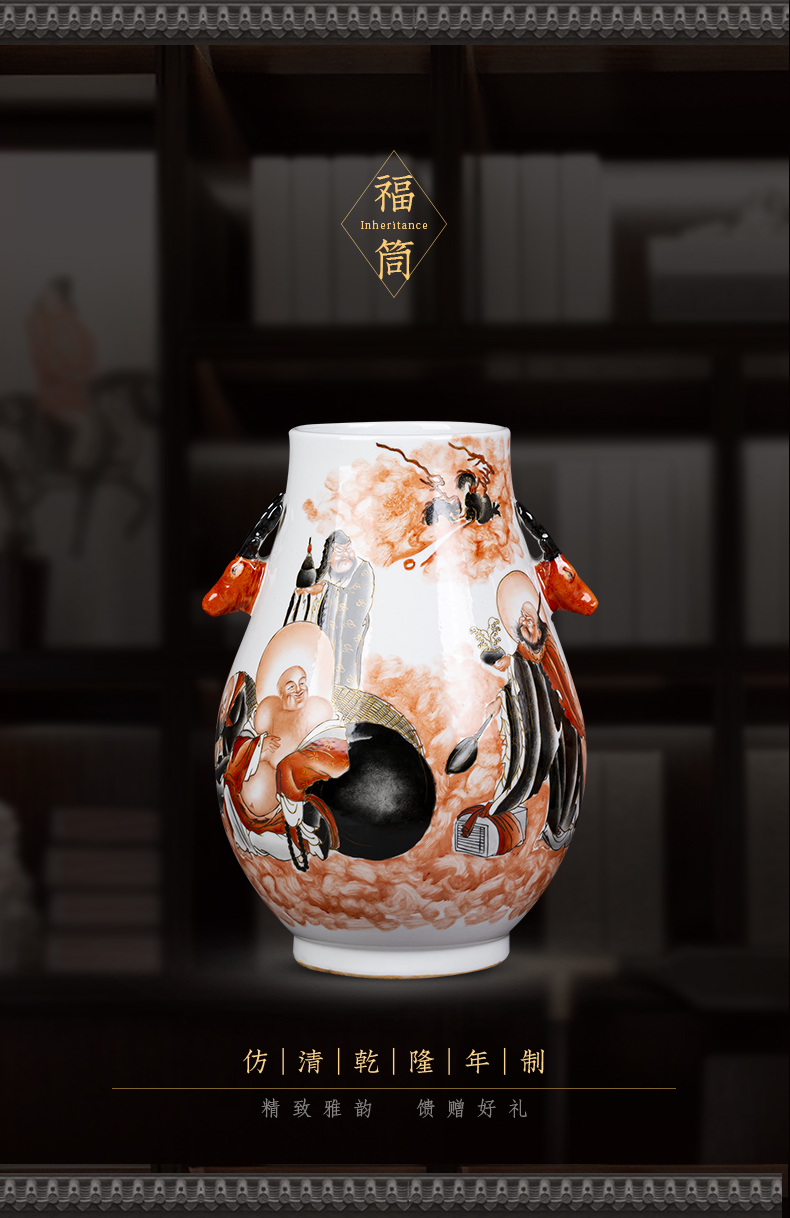 Jingdezhen ceramic ear vase hand - made paint sitting room tea table rich ancient frame furnishing articles of Chinese style restoring ancient ways household act the role ofing is tasted