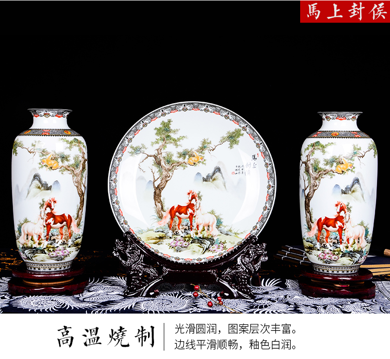 Jingdezhen ceramics three - piece floret bottle decoration in Chinese landscape painting home flower arrangement sitting room adornment is placed