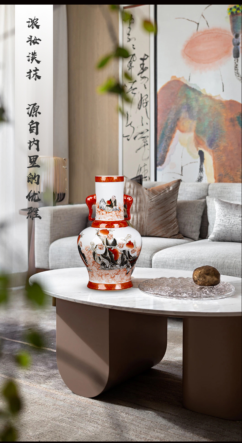 Jingdezhen ceramic ear vase hand - made paint sitting room tea table rich ancient frame furnishing articles of Chinese style restoring ancient ways household act the role ofing is tasted