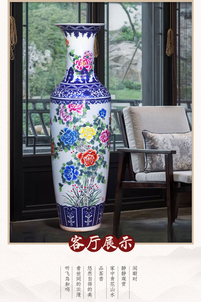 Jingdezhen ceramic blooming flowers, hand - made the size of large vases, Chinese style living room decoration to the hotel opening furnishing articles