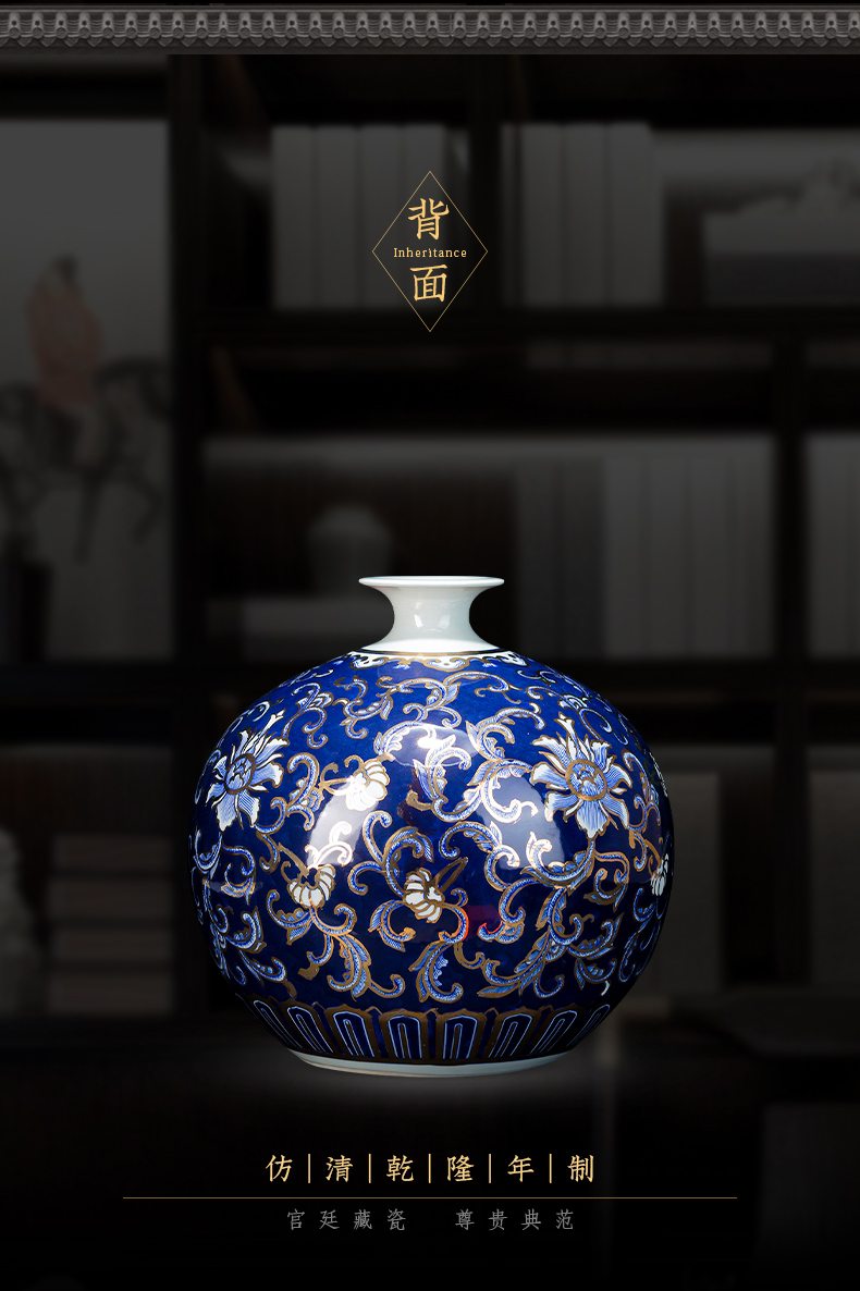 Jingdezhen ceramics master see colour light blue and white porcelain vase large antique Chinese style living room office furnishing articles of key-2 luxury