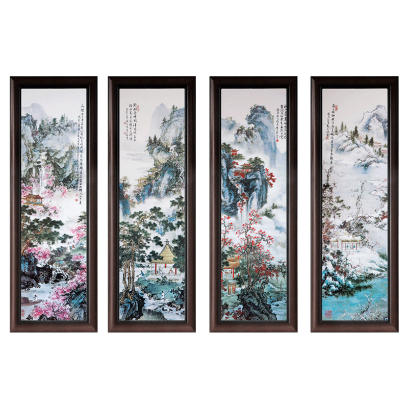 Jingdezhen ceramic porcelain plate painting landscape restaurant sitting room adornment corridor of new Chinese style sofa background wall hang a picture