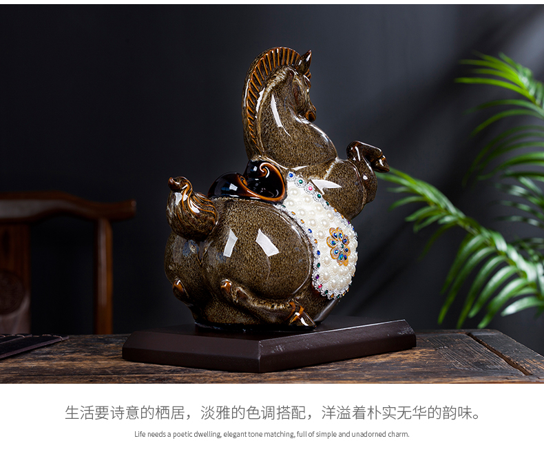 Jingdezhen ceramic creative up zodiac pearl horse furnishing articles of handicraft home sitting room study adornment ornament