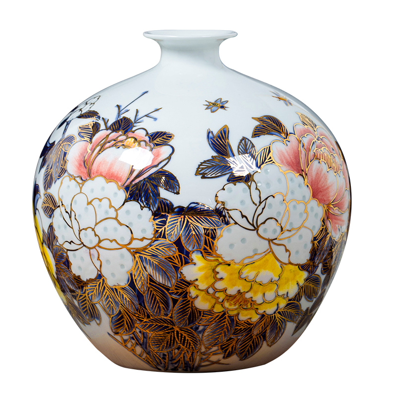 Jingdezhen ceramics vase hand - made paint pomegranate bottles of furnishing articles new Chinese flower arranging rich ancient frame sitting room adornment