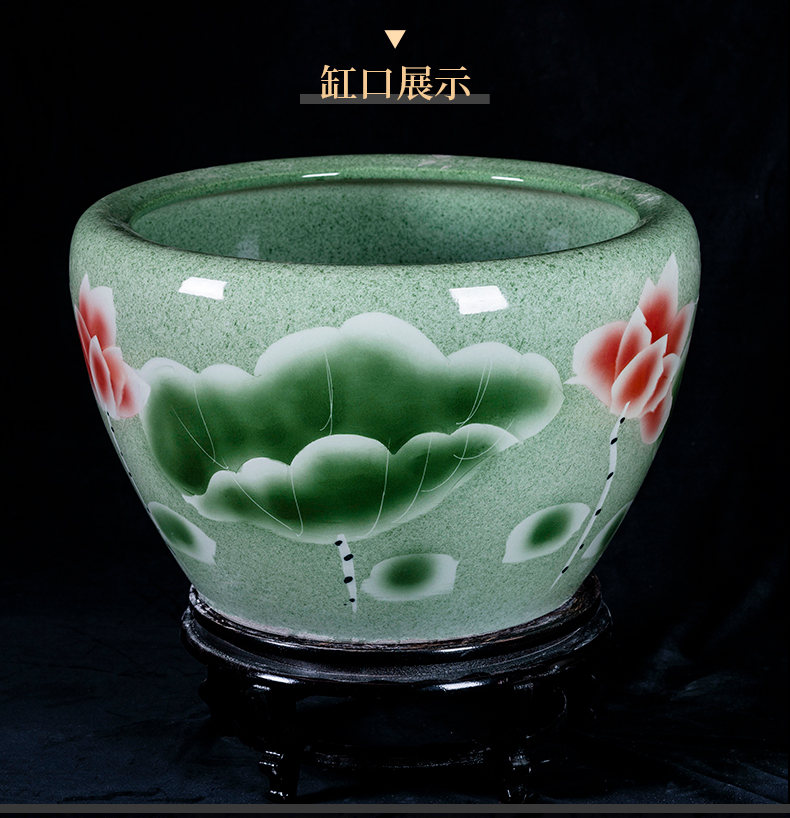 Jingdezhen ceramic hand - made aquarium large home sitting room landscape garden floor furnishing articles is suing green plant adornment