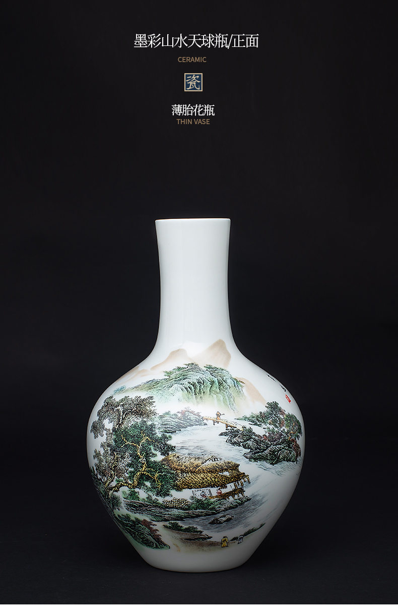 Blue and white porcelain vase furnishing articles of jingdezhen ceramics Chinese flower arranging rich ancient frame home decoration handicraft sitting room