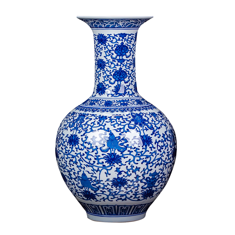 Jingdezhen ceramics in blue and white porcelain vase, large domestic act the role ofing handicraft sitting room of Chinese style household furnishing articles gifts