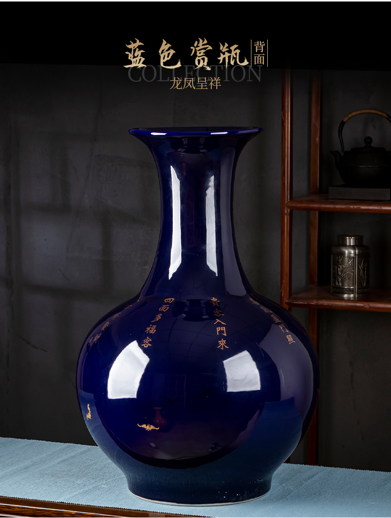 Jingdezhen ceramics China red vase furnishing articles of Chinese style restoring ancient ways is rich ancient frame TV ark adornment large living room