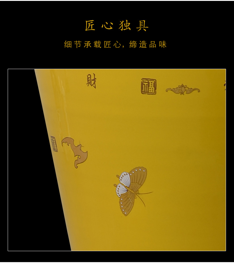 Jingdezhen ceramic yellow a thriving business of large vases, Chinese style living room decorations to heavy office furnishing articles