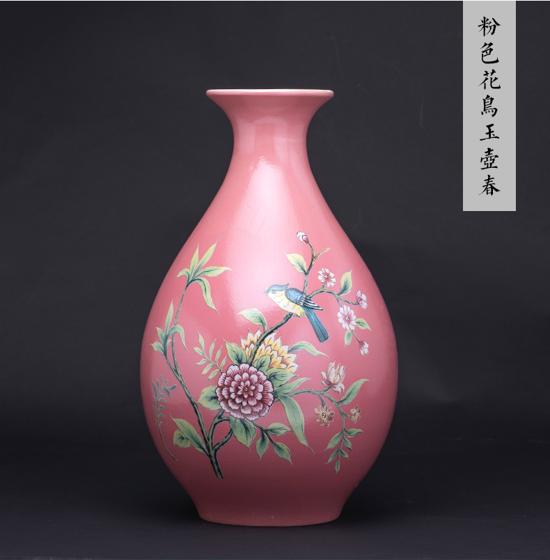 Jingdezhen ceramics vase furnishing articles of Chinese style living room TV cabinet home decoration style of the ancients blue okho spring arranging flowers