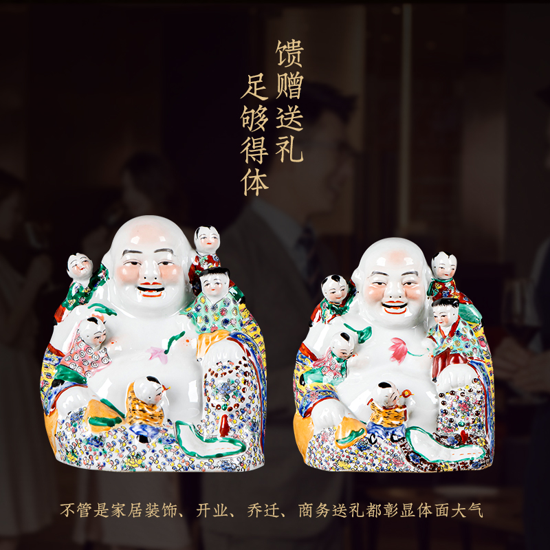 Jingdezhen ceramics characters furnishing articles of Chinese style pastel hand - made abital lohan rich ancient frame creative sitting room adornment
