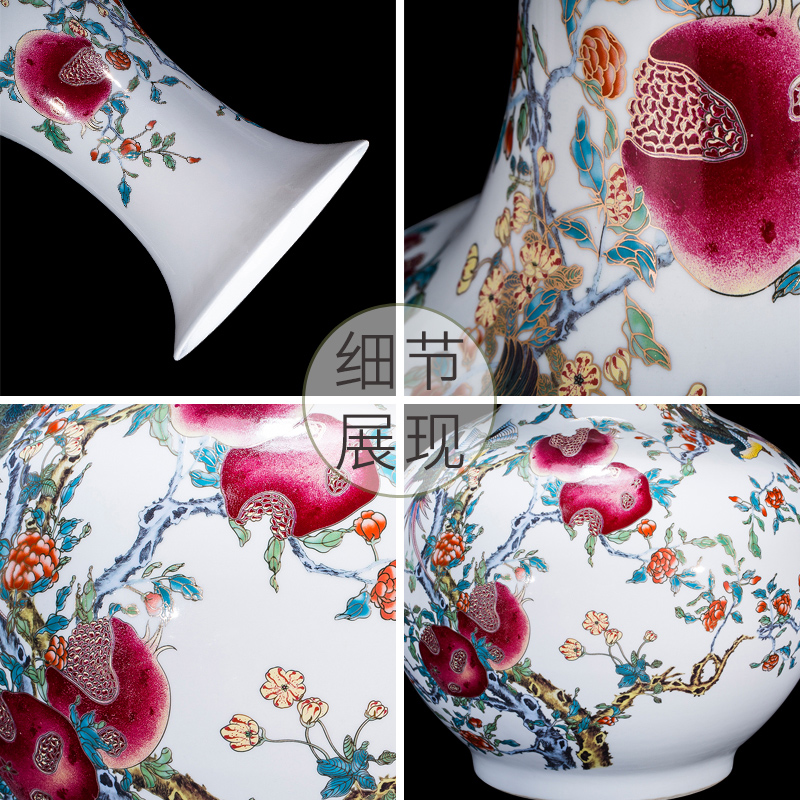 Jingdezhen ceramics antique imitation qianlong paint powder enamel vase sitting room adornment is placed large Chinese style decoration