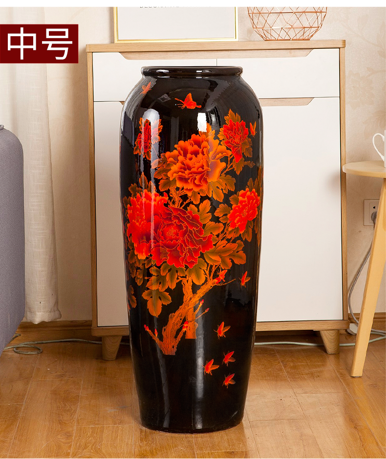 Jingdezhen ceramics of large vase furnishing articles sitting room hotel dry flower arranging new Chinese style large porch decoration