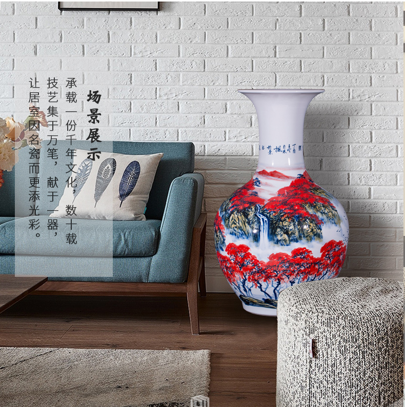 Jingdezhen ceramics famous hand - made the design of the sitting room TV ark of large vases, decorative furnishing articles large red