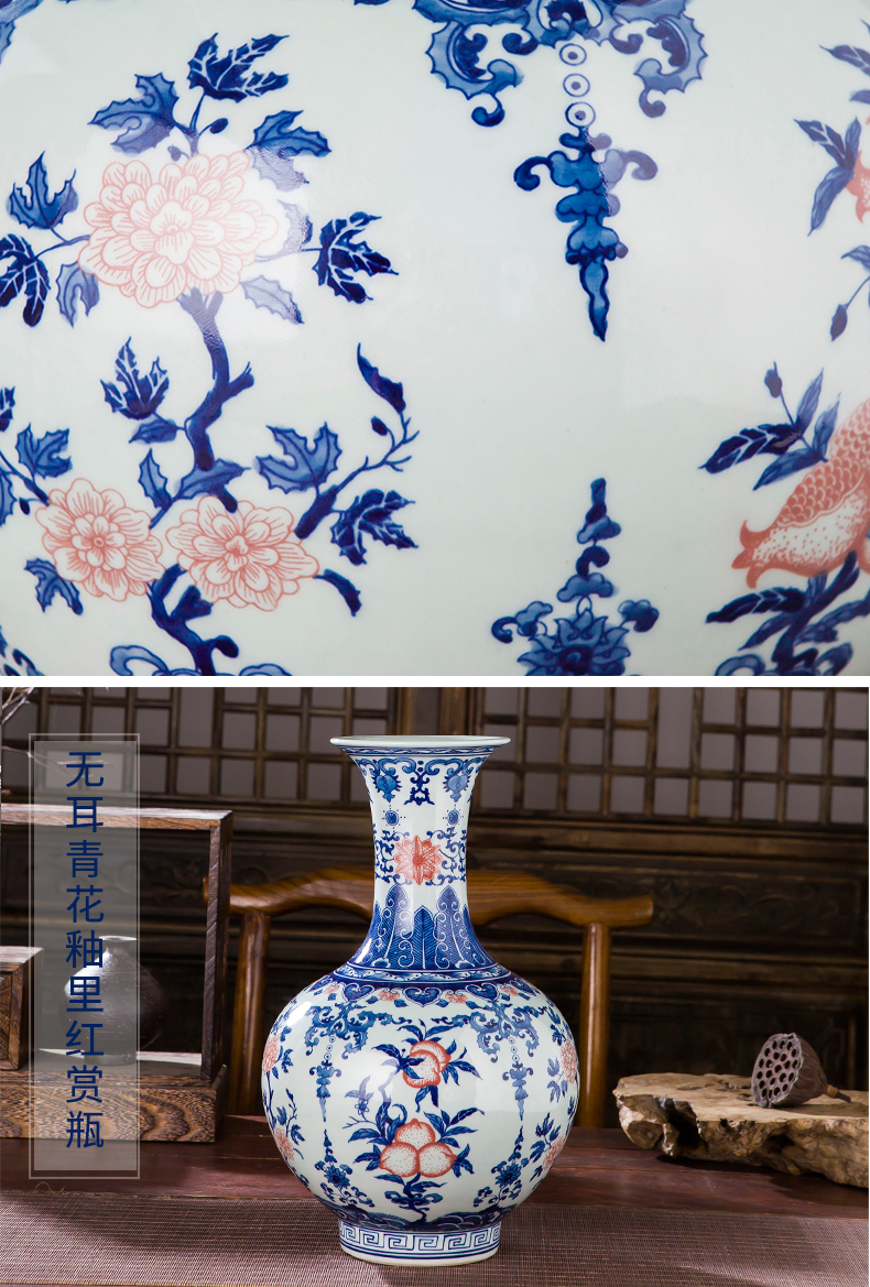 Manual hand - made imitation qianlong vase antique Chinese blue and white porcelain is jingdezhen ceramics home sitting room adornment is placed