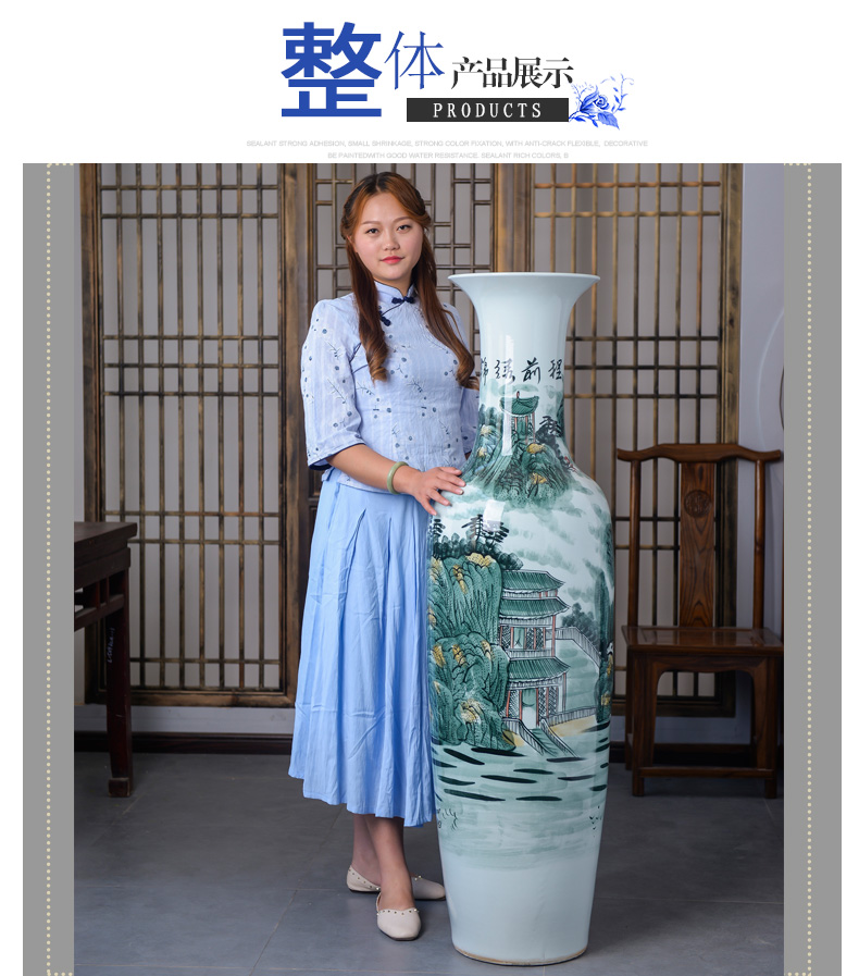 Jingdezhen ceramics hand - made bright future of large vases, sitting room adornment is placed hotel opening gifts