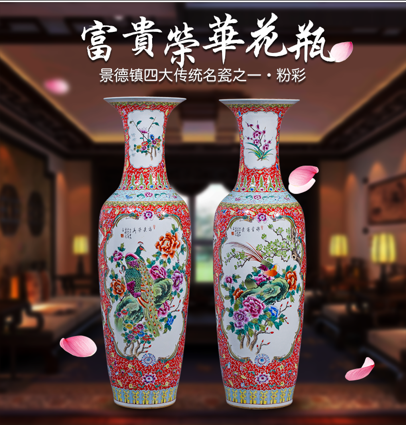 Jingdezhen ceramics hand - made large vases, antique Chinese style hotel furnishing articles new home decoration large living room