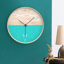 Living room wall clock modern simple creative fashion solid wood clock home bedroom mute atmospheric trend art wall clock