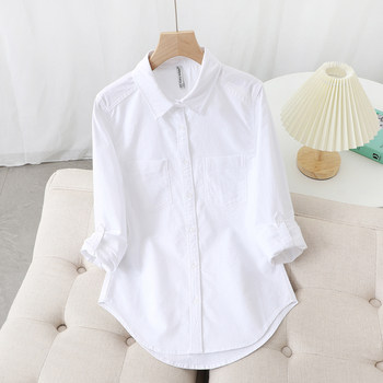 White shirt women's new spring design niche Korean version Oxford top versatile temperament slimming cotton shirt