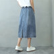 Summer new fashion simple atmosphere retro old high waist denim skirt women's split loose a-line long skirt